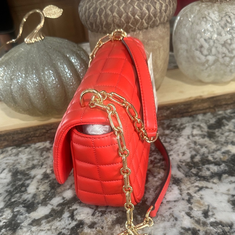 Michael Kors Vibrant Red Quilted Shoulder Bag - Picture 5 of 7